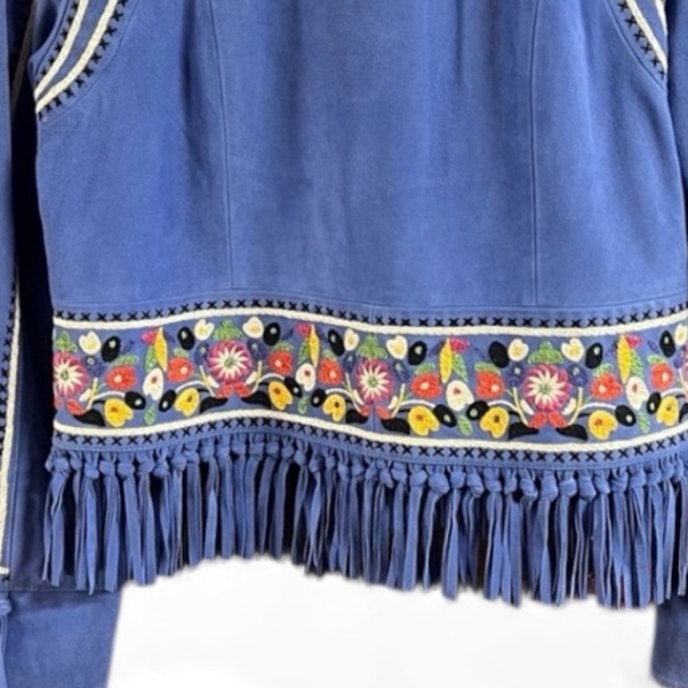 Double D Ranch Justyna heavily embroidered fringed suede jacket NWT - Picture 6 of 12